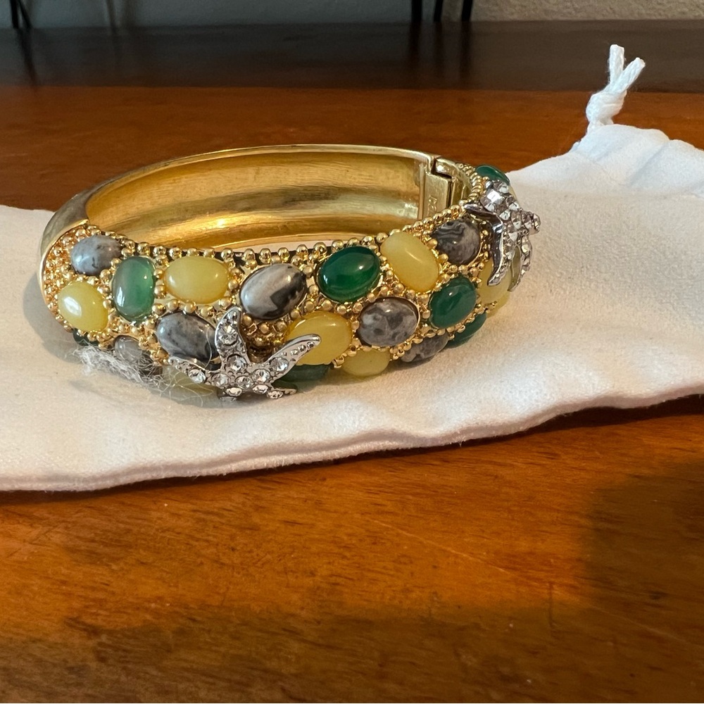 CAbi Tide Pool  Gold and Green Gemstone Bracelet